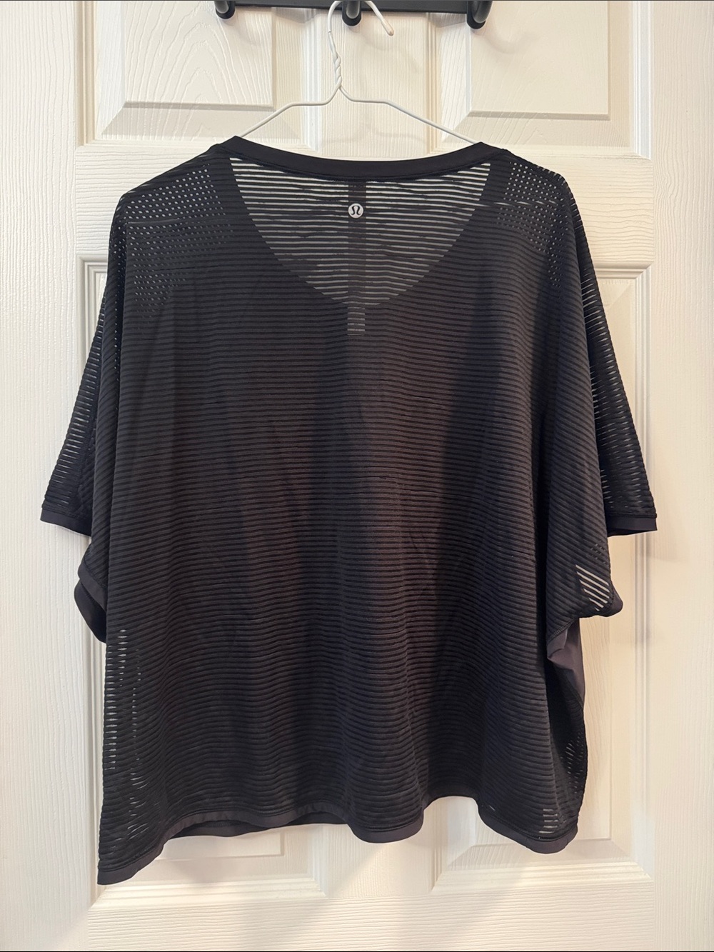 lululemon athletica Black Sheer Horizontal Stripe Short Sleeve Top